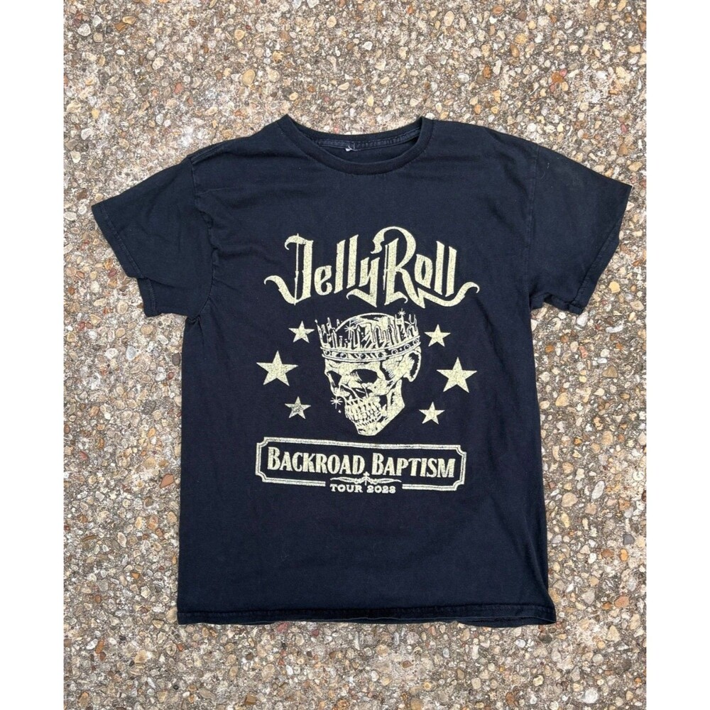 Jelly Roll Music T-Shirt Backroad Baptism Tour 2023 Mens M Black